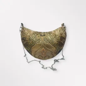 Golden Geometric Floral Crescent Bag