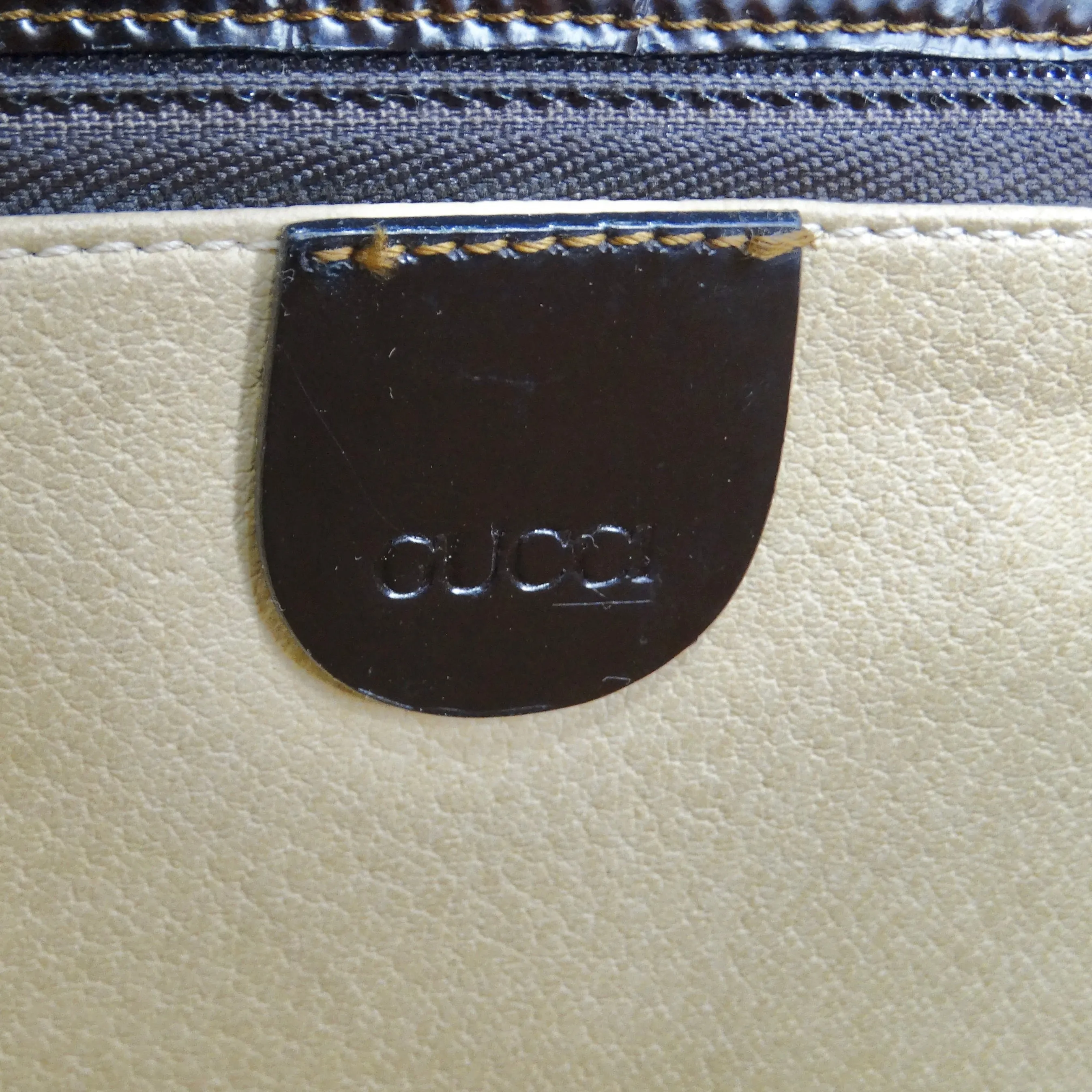 Gucci 1980s Alligator Embossed Leather Handbag