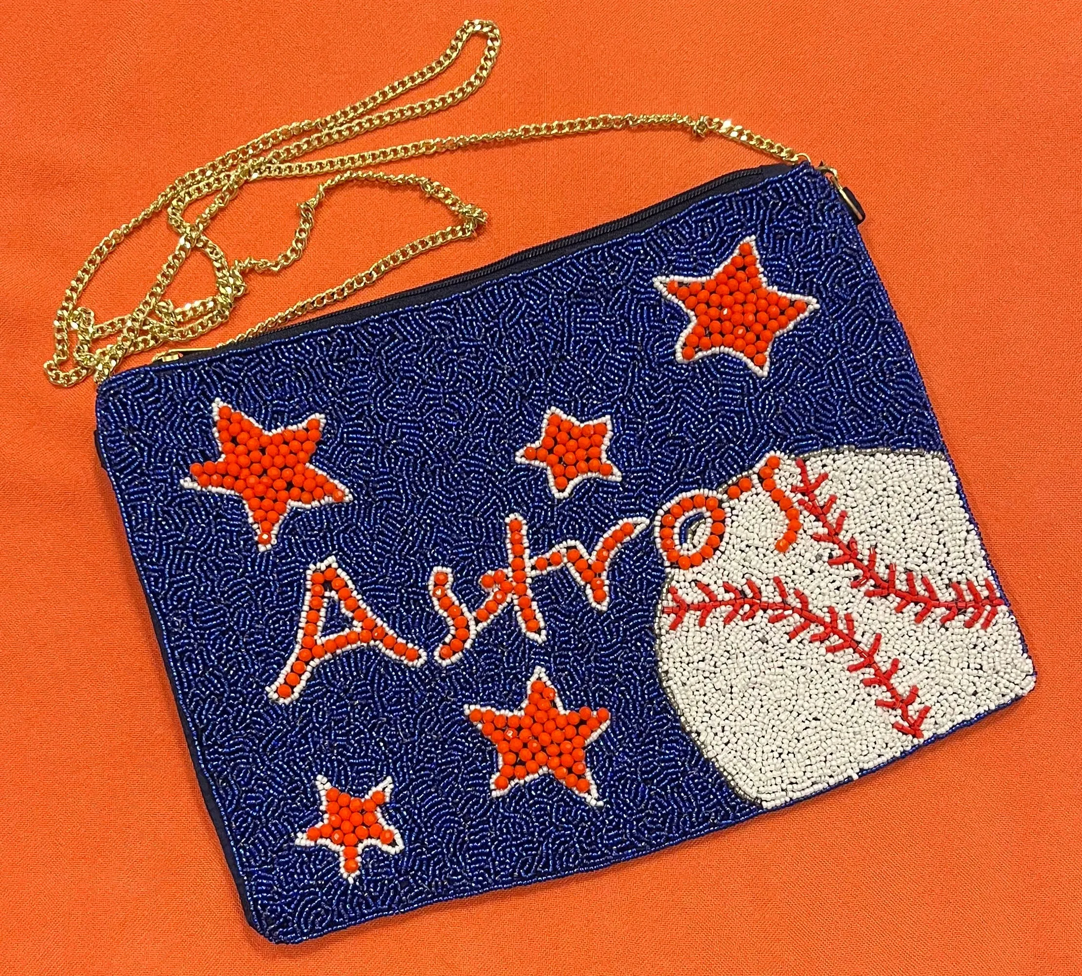 Houston Astros Beaded Crossbody Bag