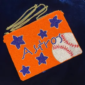 Houston Astros Beaded Orange Crossbody Bag