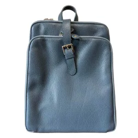 Italian Leather Backpack in Denim Blue