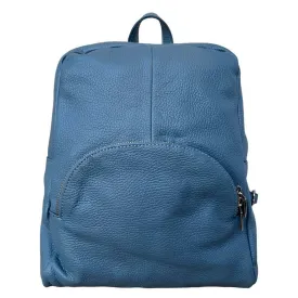 Italian Leather Medium Backpack Denim Blue
