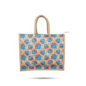 Jute Shopping Bag with Zip - 13 x 16 Inches | Jute Bag/ Handbag/ Tote Bag for Women