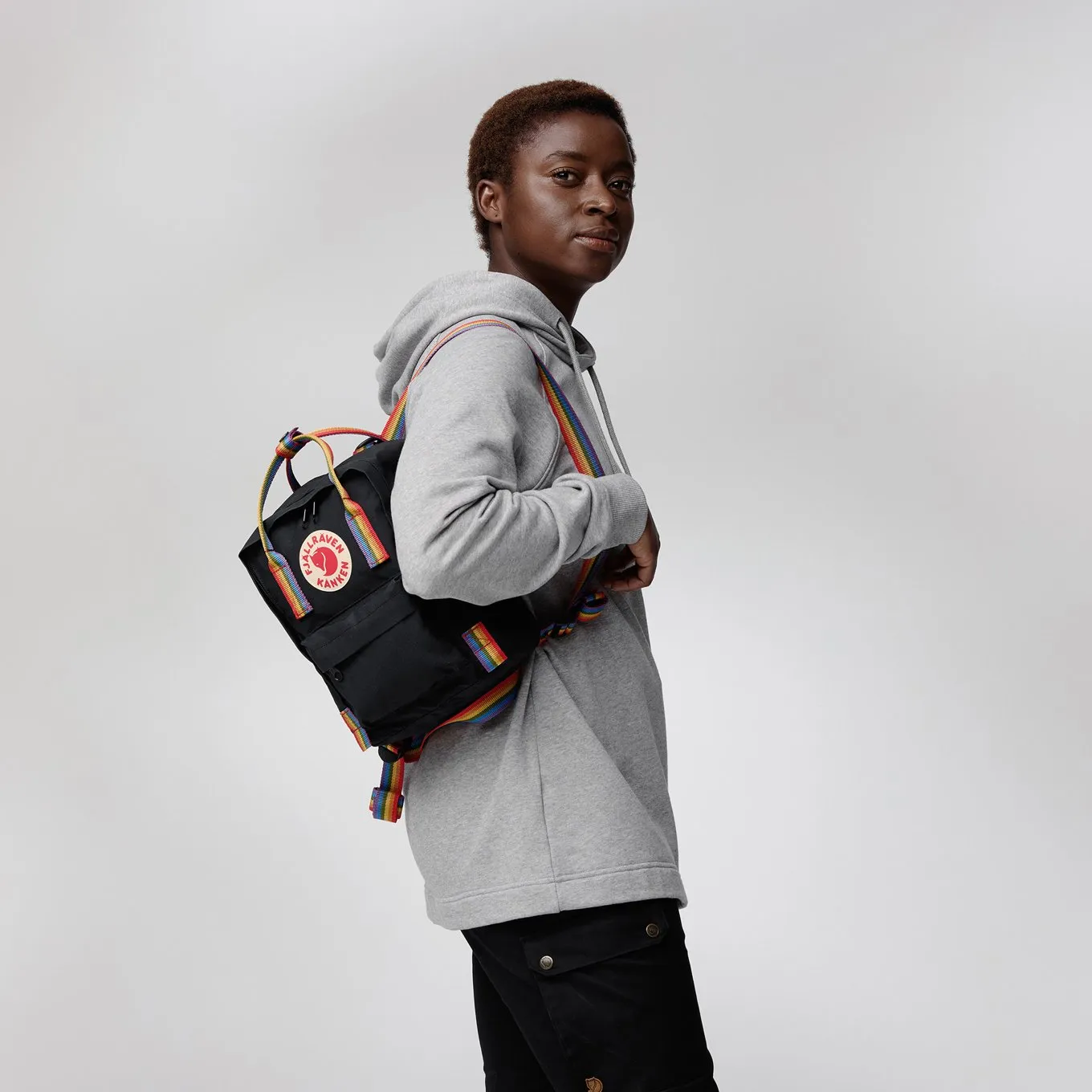 Kånken Rainbow Mini Backpack - Black by Fjallraven