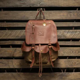 Lennon Canvas and Leather Backpack in Tobacco with Cognac Leather by Will Leather Goods