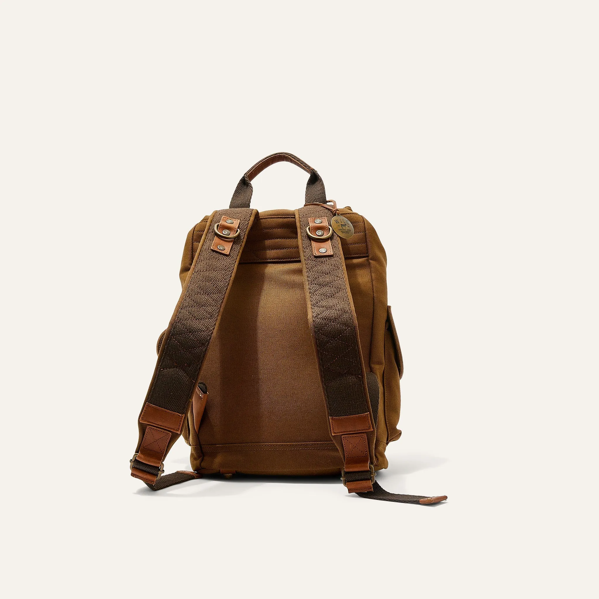 Lennon Canvas and Leather Backpack in Tobacco with Cognac Leather by Will Leather Goods