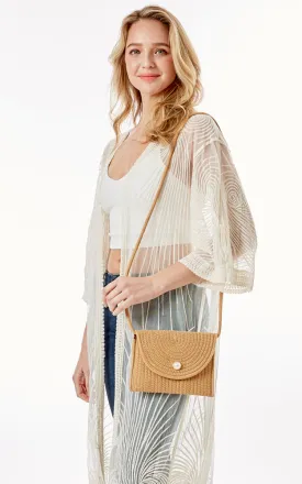 LOA379 Solid Color Micro Straw Crossbody Bag
