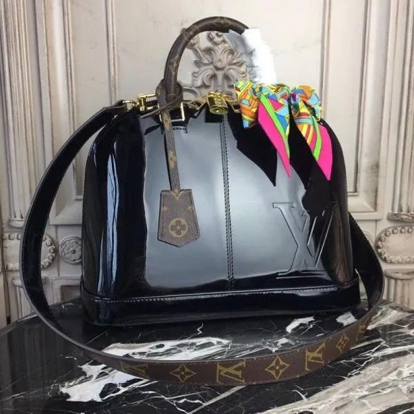 LV Alma PM Bag Patent Leather Black