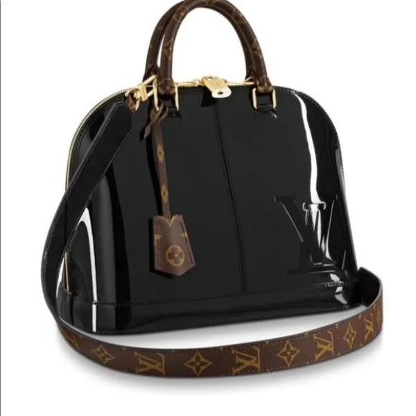 LV Alma PM Bag Patent Leather Black