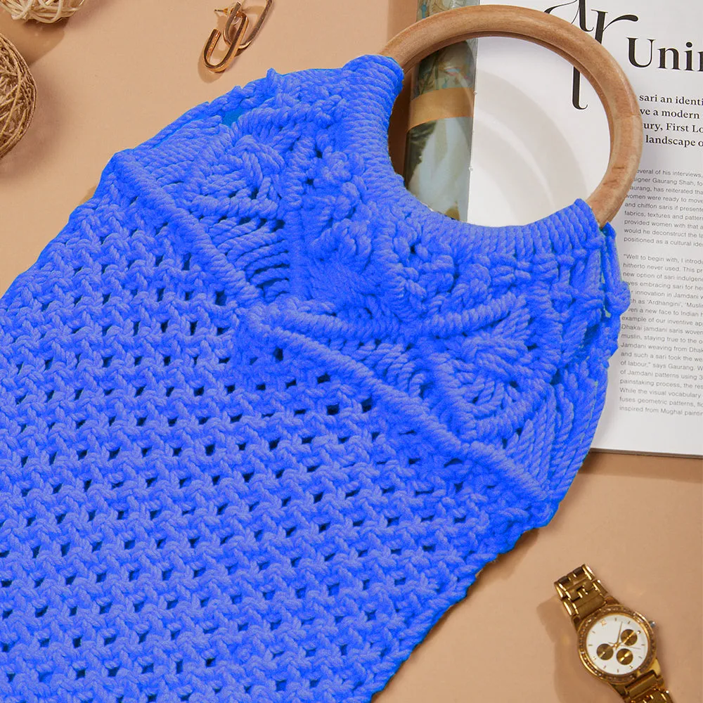Macrame Stylish Blue Beach Bag Perfect For Women & Girls