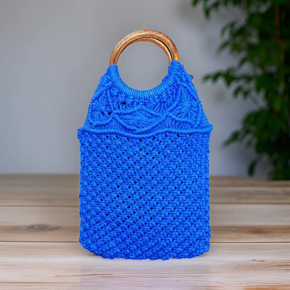 Macrame Stylish Blue Beach Bag Perfect For Women & Girls