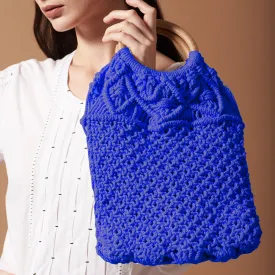 Macrame Stylish Blue Beach Bag Perfect For Women & Girls