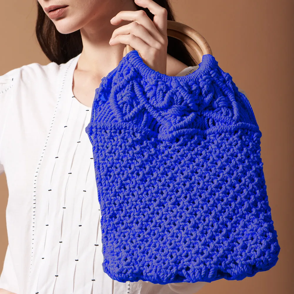 Macrame Stylish Blue Beach Bag Perfect For Women & Girls