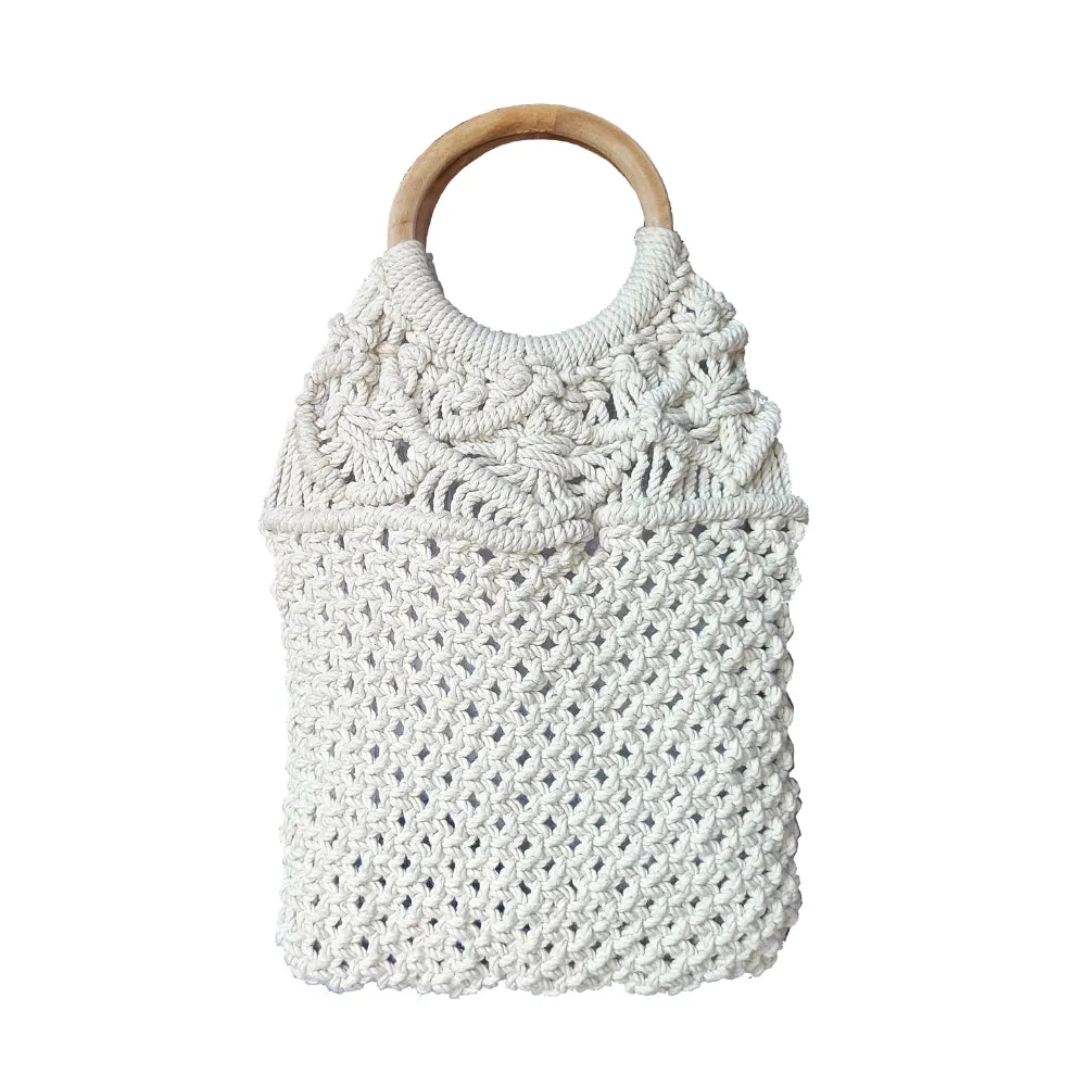 Macrame Stylish White Beach Bag Perfect For Women & Girls
