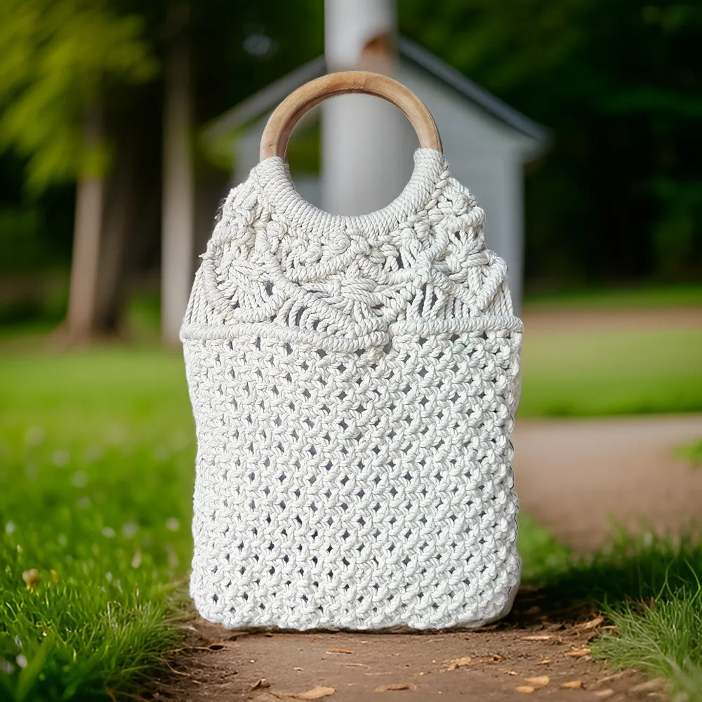 Macrame Stylish White Beach Bag Perfect For Women & Girls