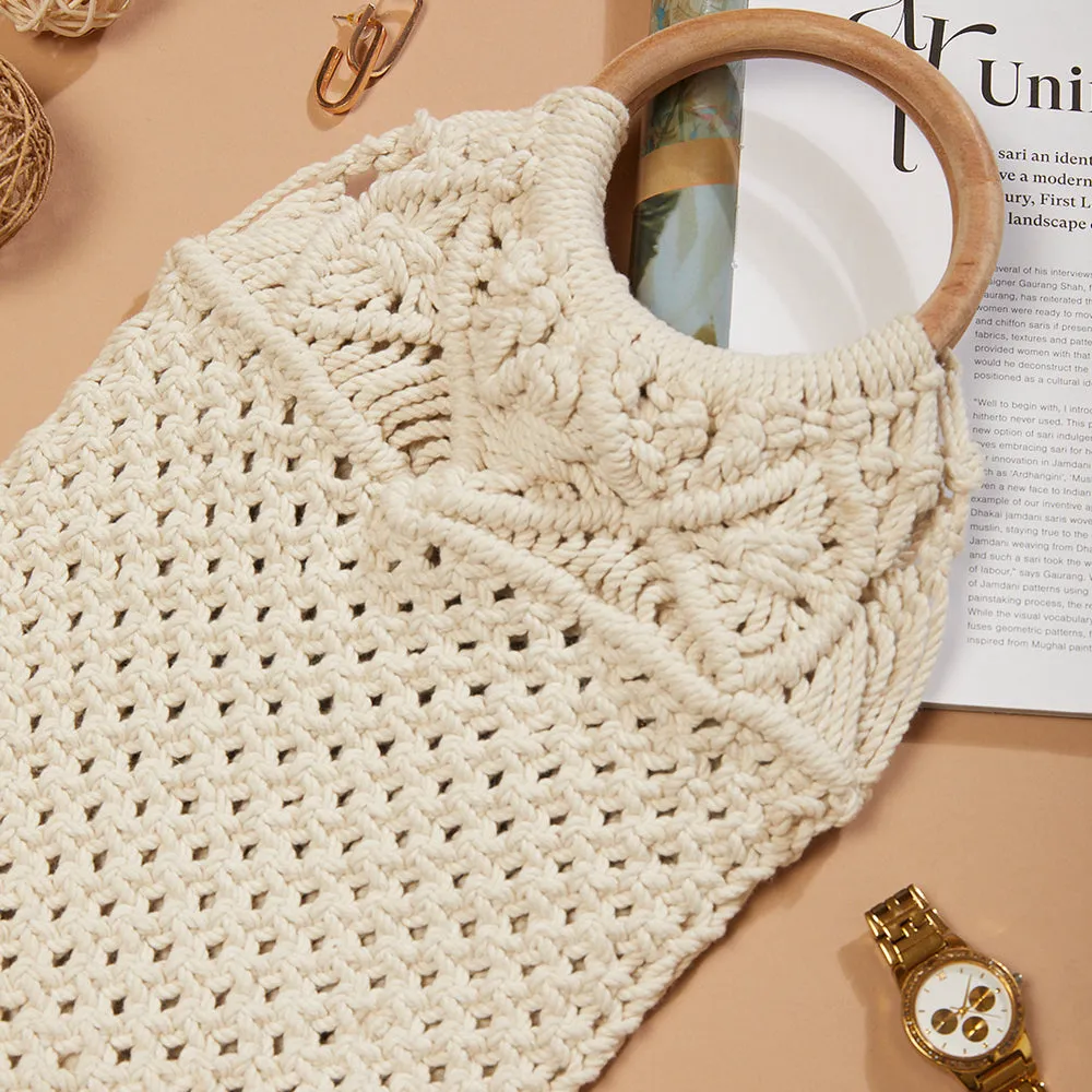Macrame Stylish White Beach Bag Perfect For Women & Girls