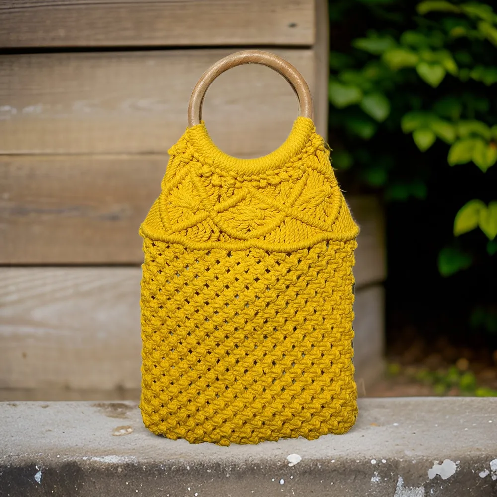 Macrame Stylish Yellow Beach Bag Perfect For Women & Girls