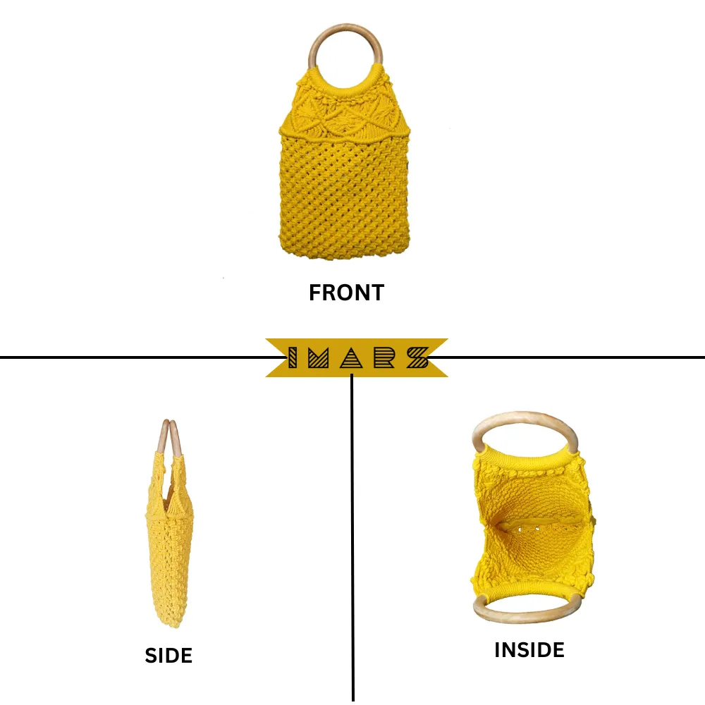 Macrame Stylish Yellow Beach Bag Perfect For Women & Girls