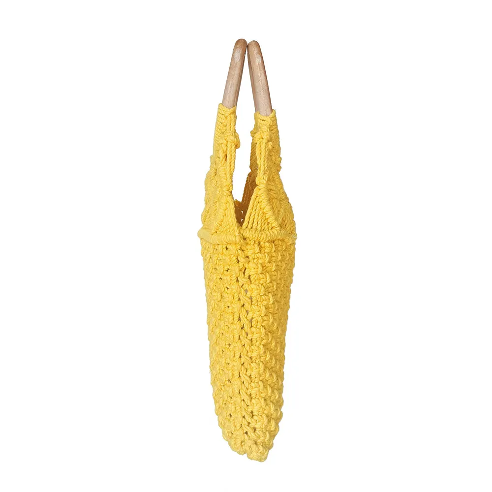 Macrame Stylish Yellow Beach Bag Perfect For Women & Girls