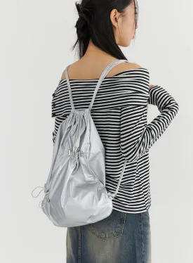Metallic Drawstring Backpack CO324