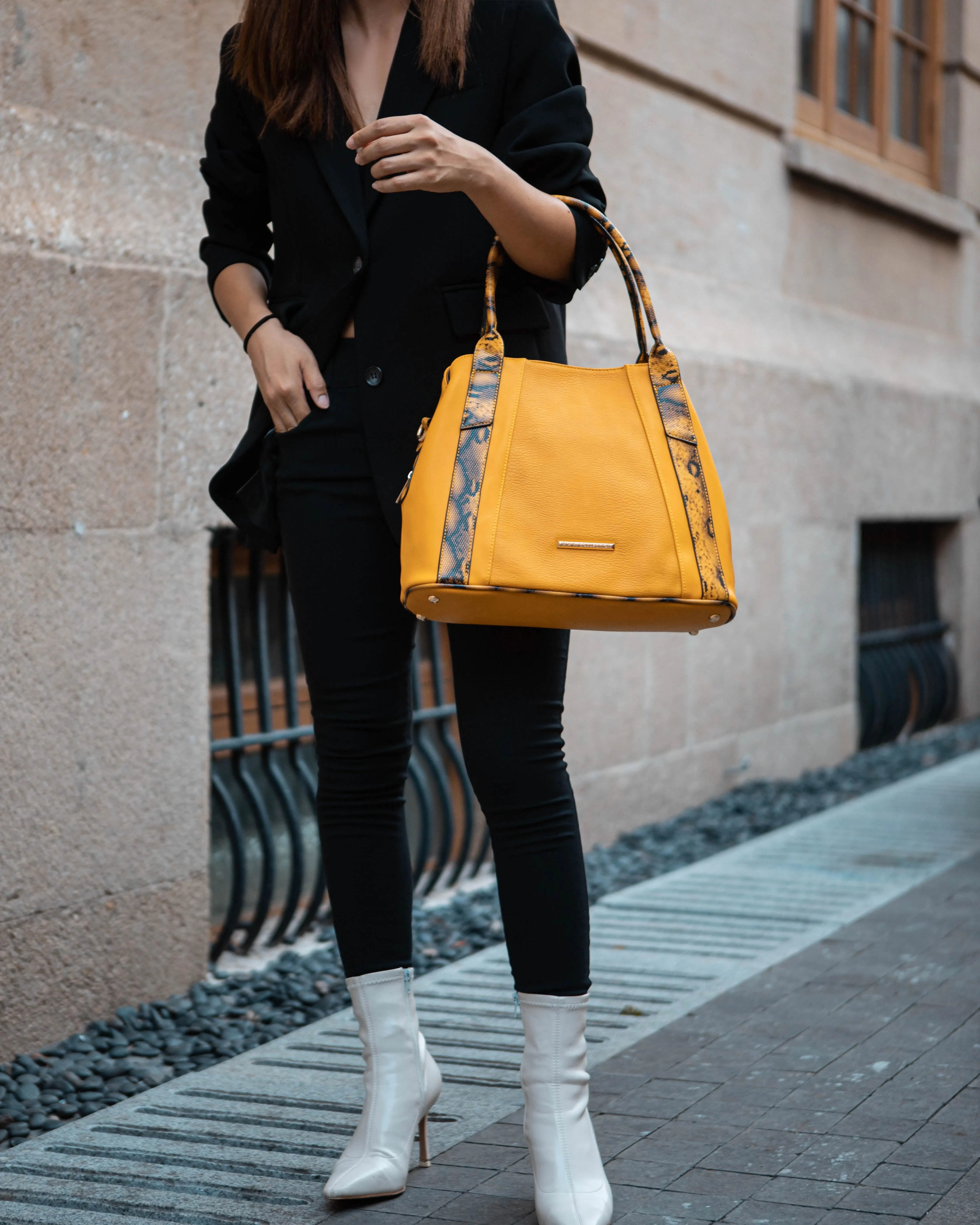 Mia K's Kenna Luxe Faux Snake Embossed Tote Bag from MKF Collection