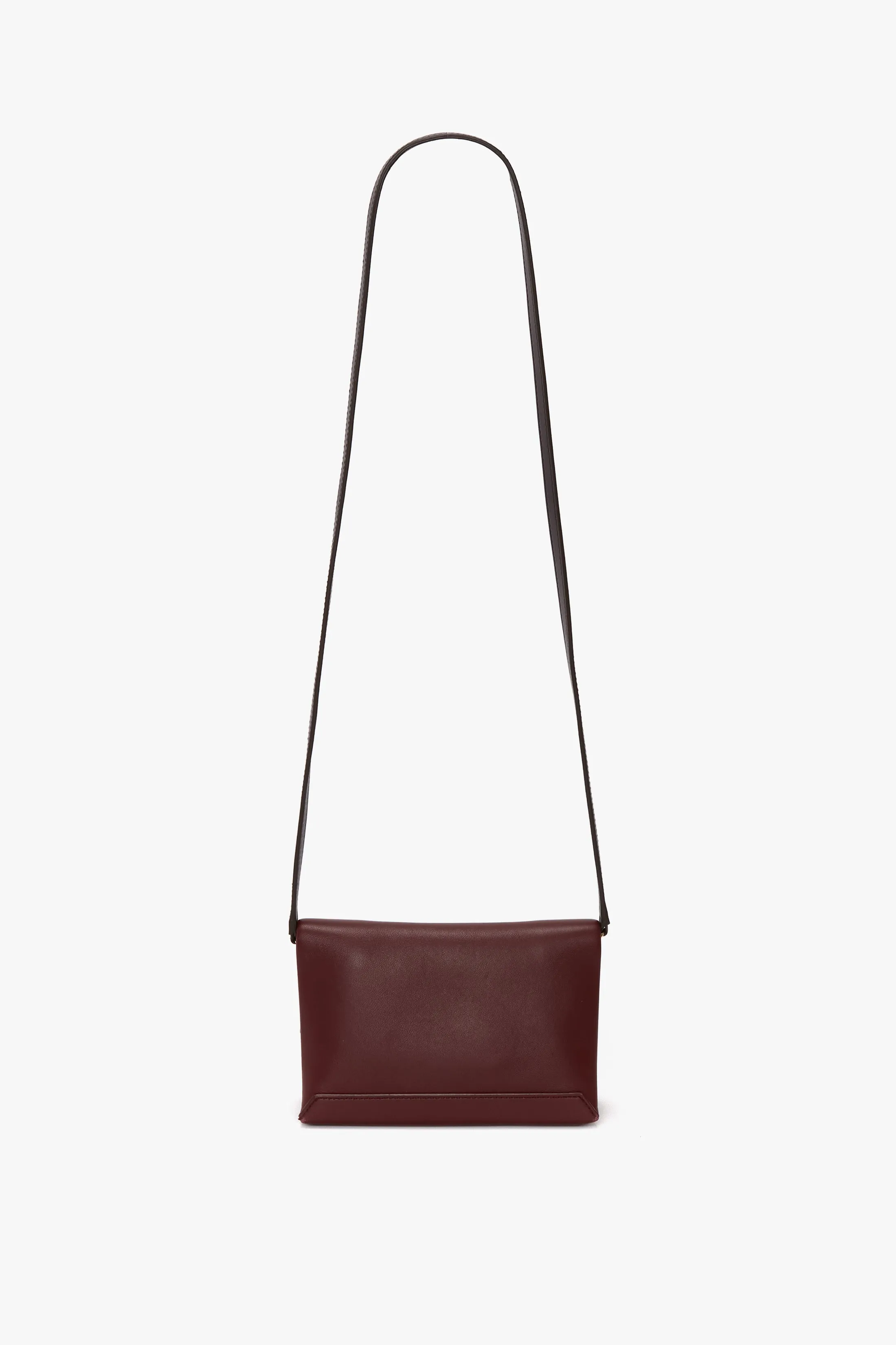 Mini Chain Pouch Bag With Long Strap In Burgundy Leather