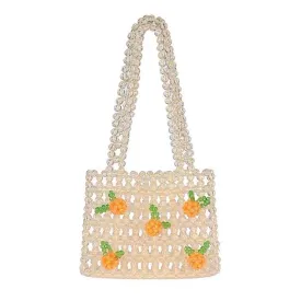 Mini Transparent Crystal Clear Beaded Woven Handbag