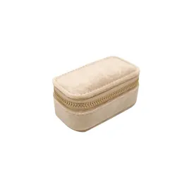 Mini Velvet Jewellery Box - Beige