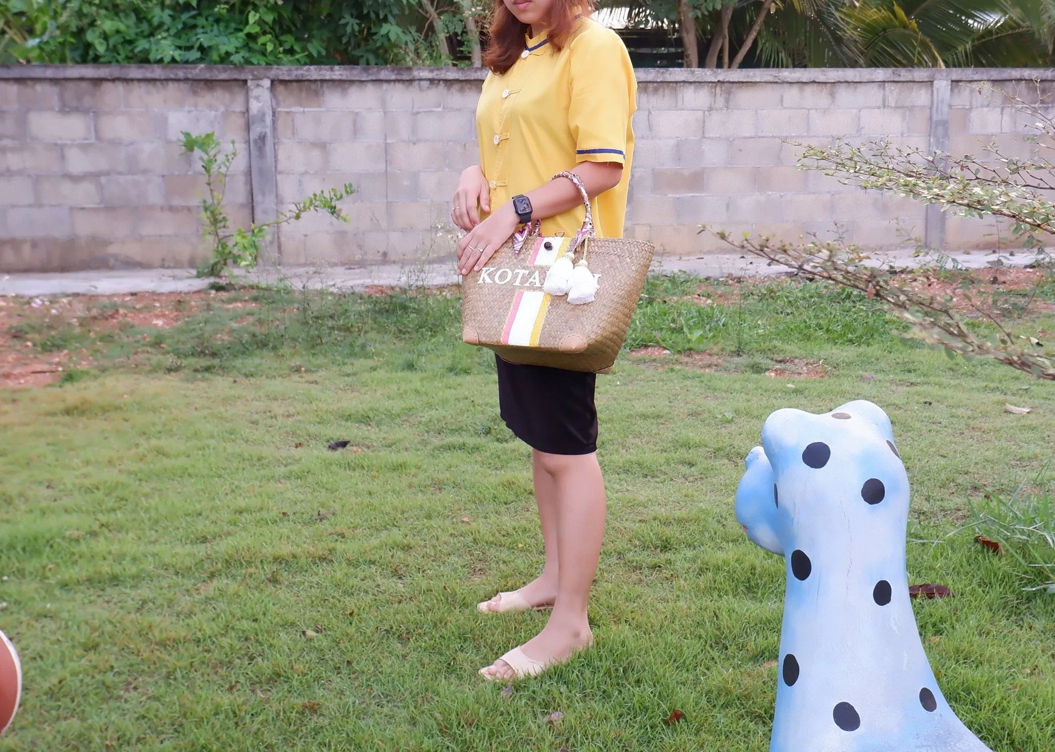 Monogram Beach bag and sandal set / Large Beach tote bag