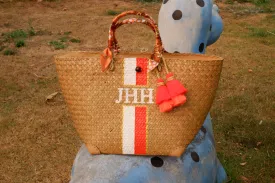 monogram straw beach bag tote