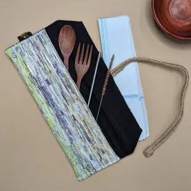 Multicolored Shimmery Upcycled Handwoven Cutlery Kit (CK0824-002) PS_W