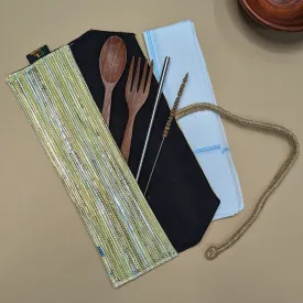 Multicolored Shimmery Upcycled Handwoven Cutlery Kit (CK0824-018) PS_W
