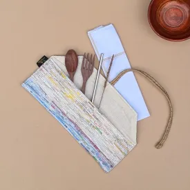 Multicolored Shimmery Upcycled Handwoven Cutlery Kit (CK1224-017) PS_W