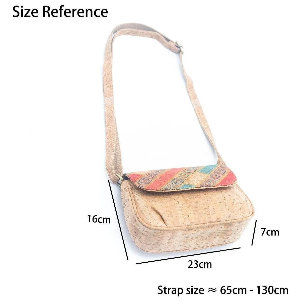 Natural Cork Women's Crossbody Bag with Artful Patchwork, Green, Cork from Portugal
