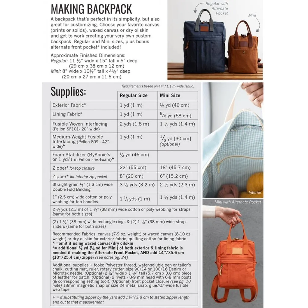 Noodlehead Making Backpack