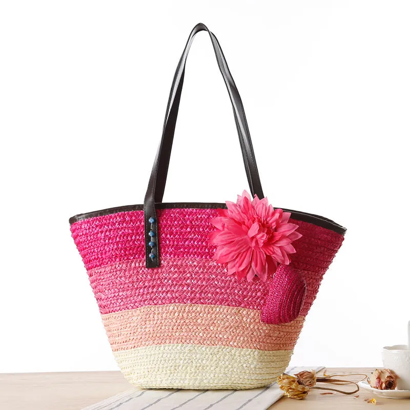 Paziye Straw Beach Bags Tote Bag Hobo Summer Handwoven Shoulder Bag