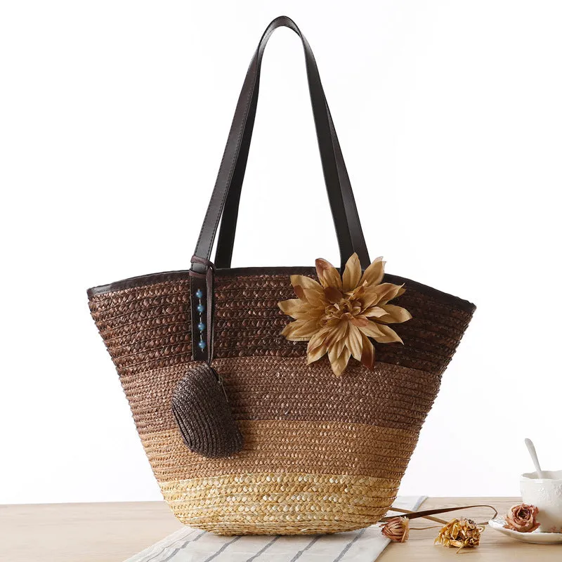 Paziye Straw Beach Bags Tote Bag Hobo Summer Handwoven Shoulder Bag
