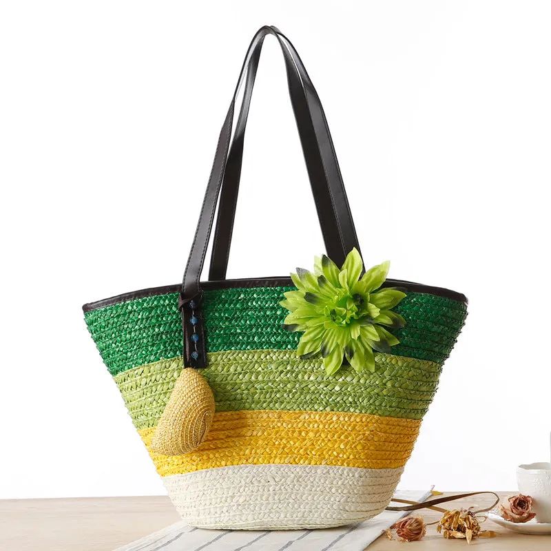 Paziye Straw Beach Bags Tote Bag Hobo Summer Handwoven Shoulder Bag