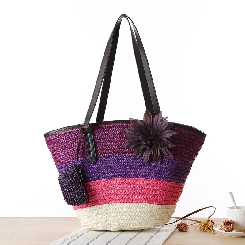 Paziye Straw Beach Bags Tote Bag Hobo Summer Handwoven Shoulder Bag