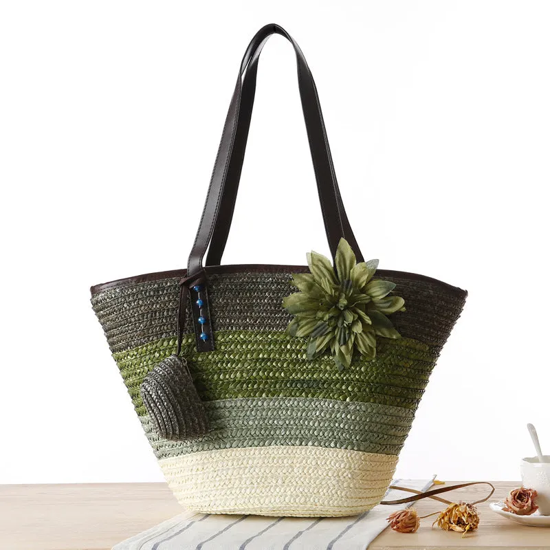 Paziye Straw Beach Bags Tote Bag Hobo Summer Handwoven Shoulder Bag
