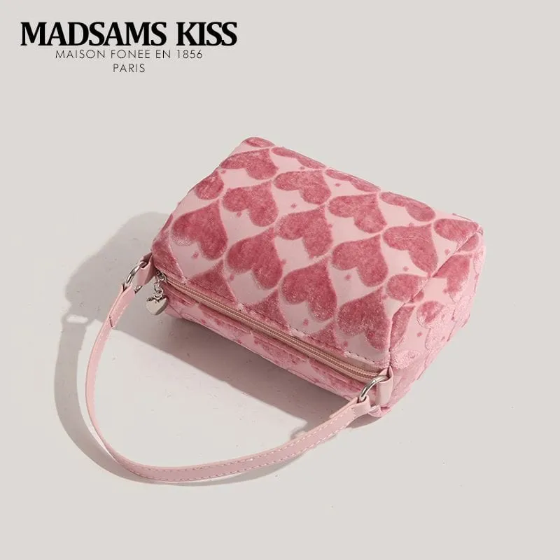 Pink Heart Velvet Tote Bag