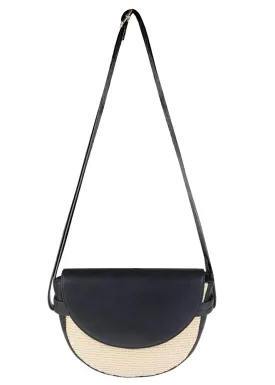 Raffia And Faux Leather Bag