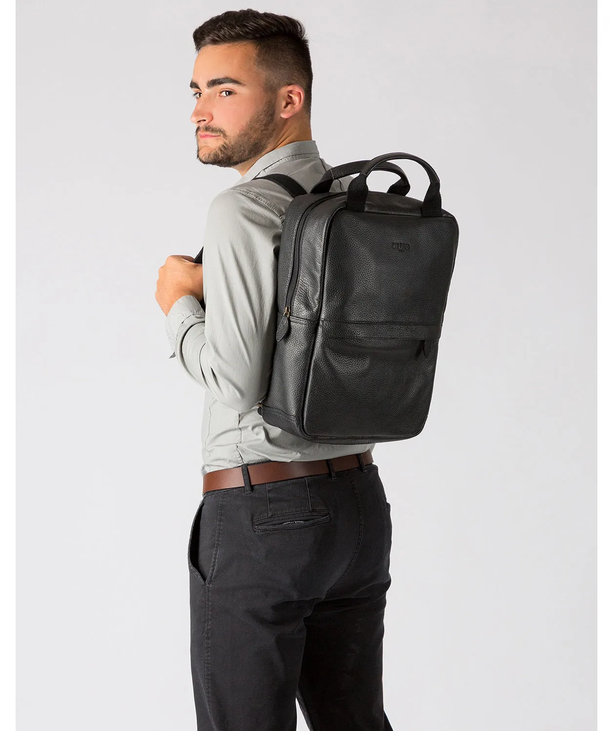 'Revolution' Black Leather Backpack