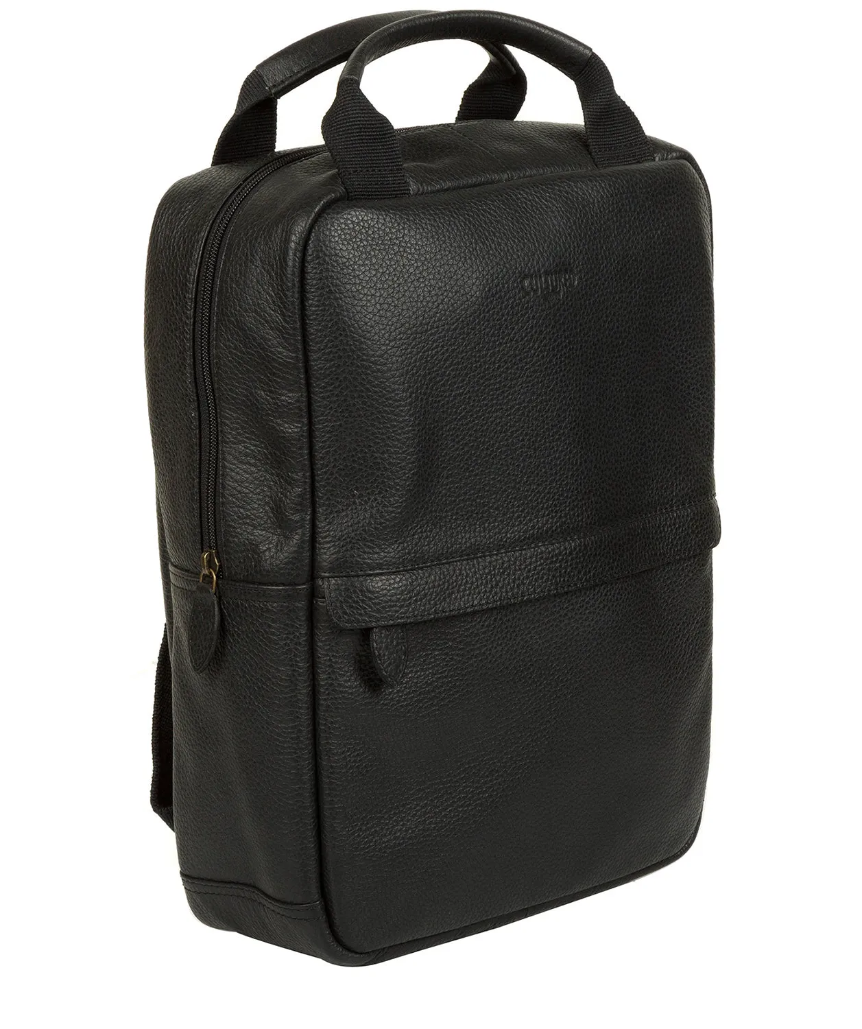 'Revolution' Black Leather Backpack