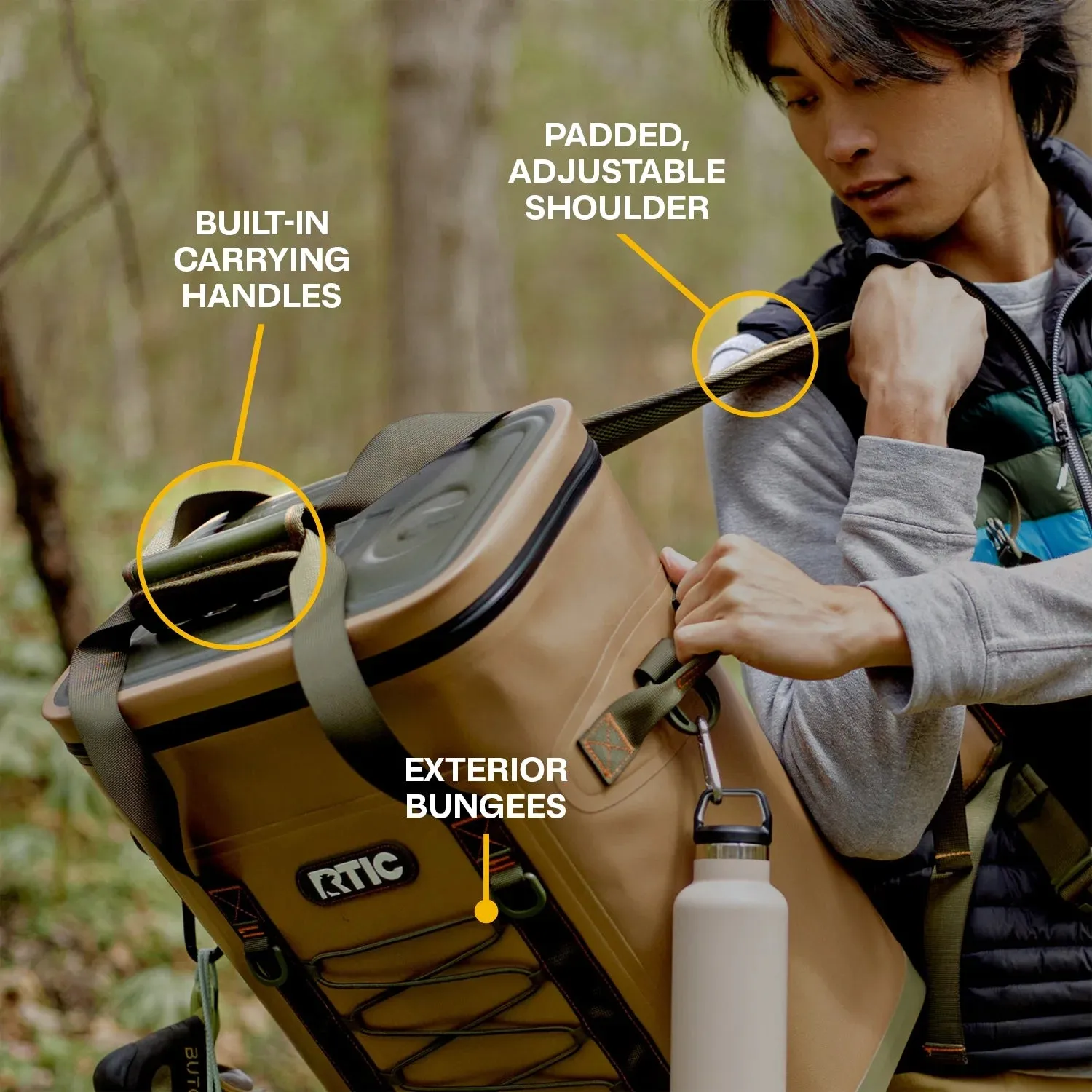 RTIC 24 Can Backpack Cooler with Waterproof Zipper, Kanati Camo