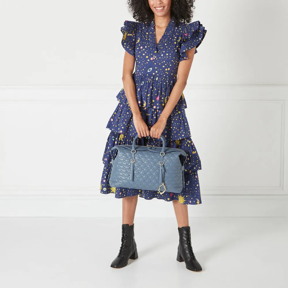 SEAL QUILTED LIP TAYLOR LEATHER HANDBAG
