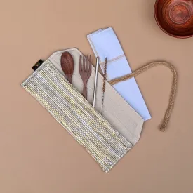 Shimmery Golden Upcycled Handwoven Cutlery Kit (CK1224-006) PS_W