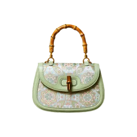 Song Brocade Mulberry Silk Bamboo Handle Handbag