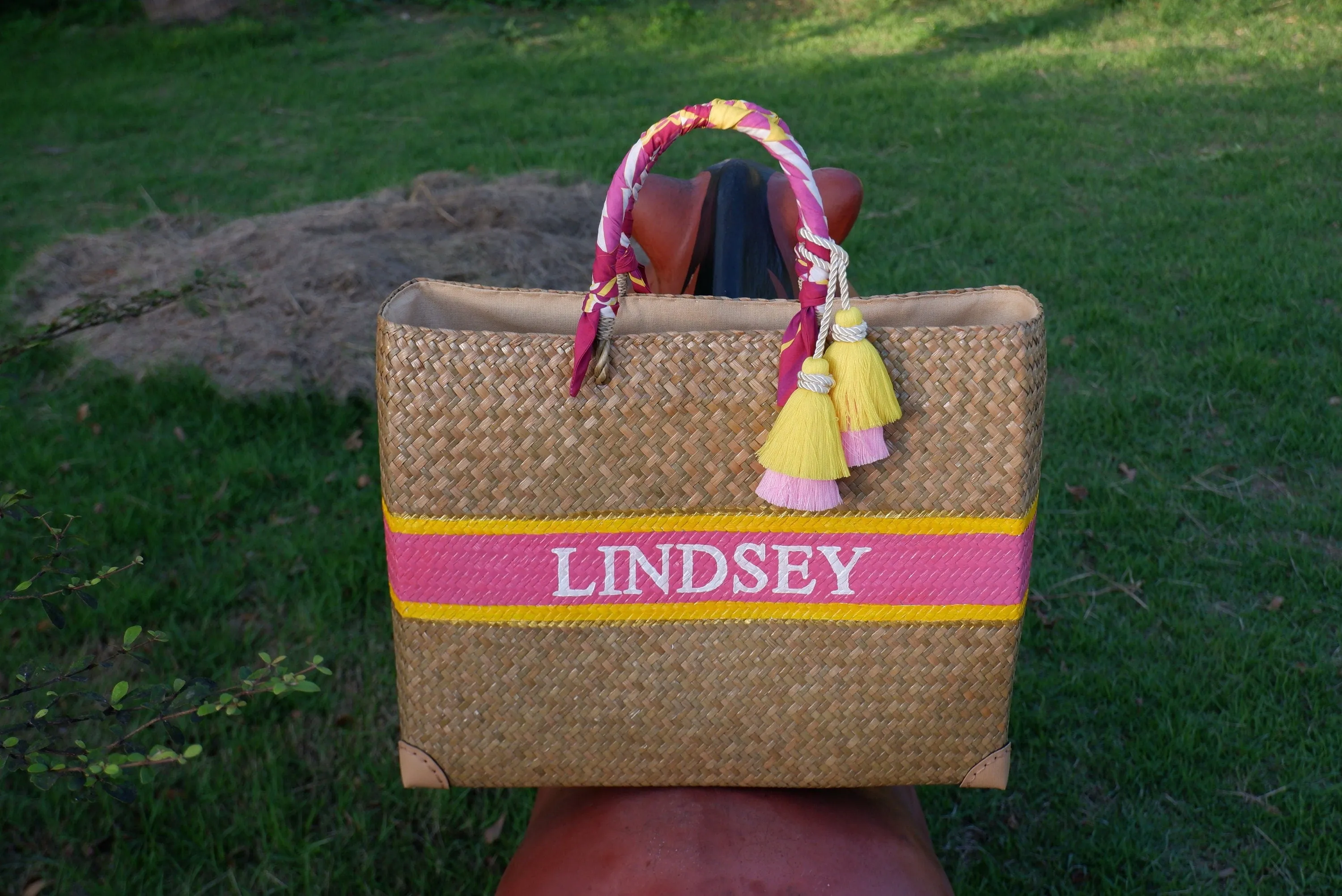 straw beach tote Team bride gift bags Personalized beach bag