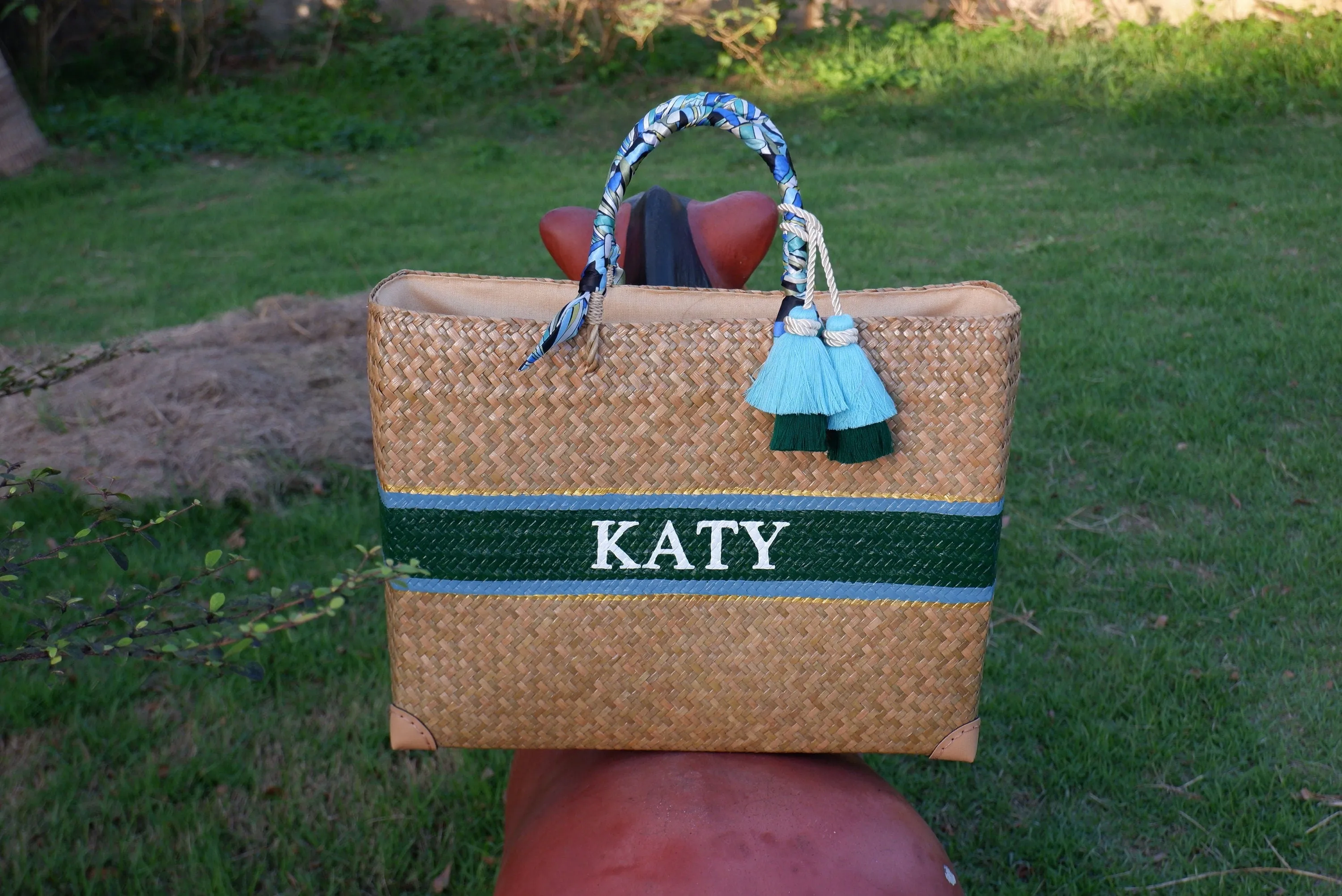 straw beach tote Team bride gift bags Personalized beach bag